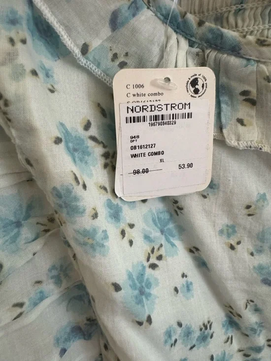 Free People Another Life Floral Scoop-Neck Puff Sleeve Crop Top NWT - Picture 5 of 10